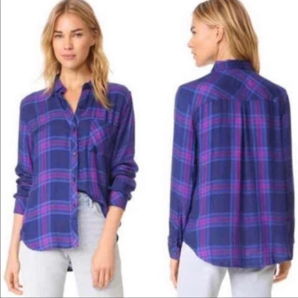 Rails Blue and Purple Soft Button Down